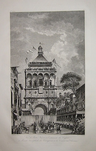 Berthault Pierre-Gabriel Vue de Porta Nuova à  l'extremité du Cassaro & Marche triomphale du Vainqueur à  la Course aux Chevaux 1783 Parigi 